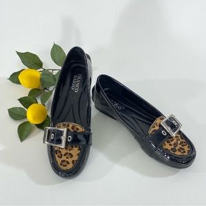 Like NEW Franco Sarto Patent Leather Cheetah Loafers Flats 7 Leopard Shiloh